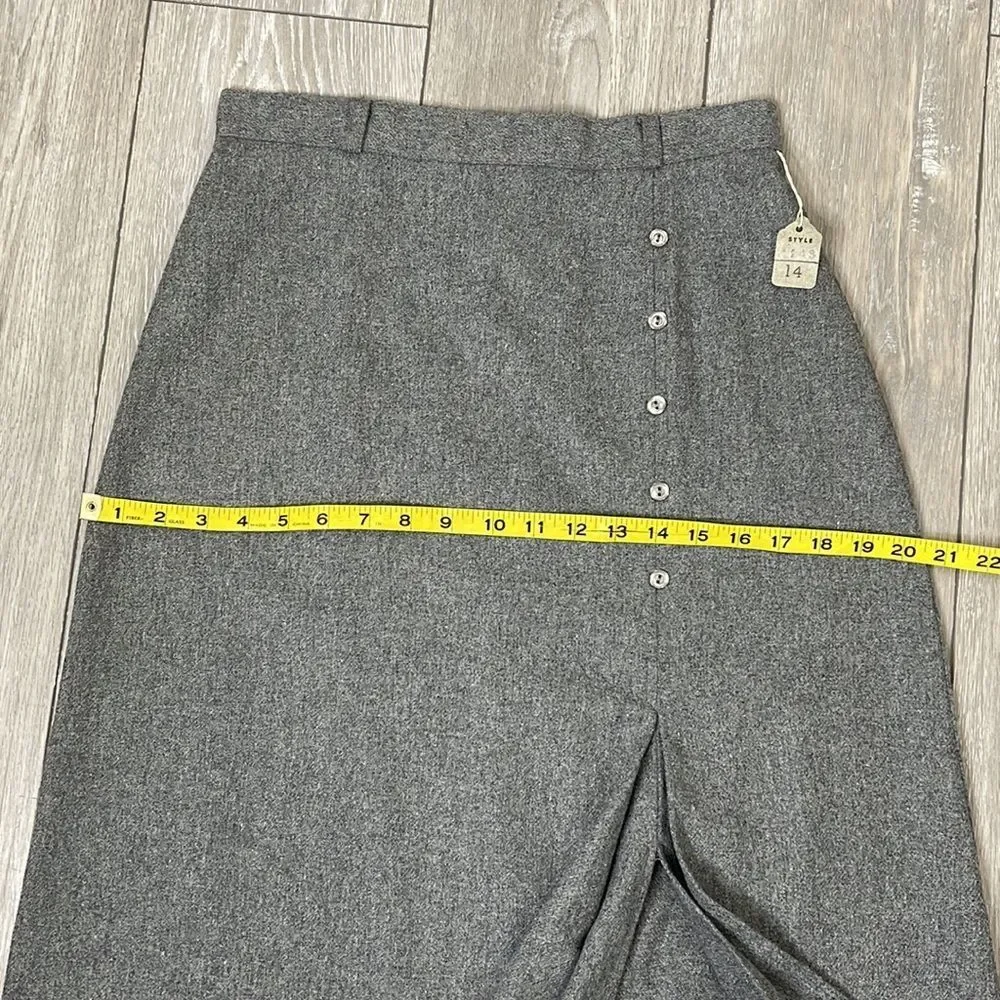 Vintage Gray Wool Blend A Line Skirt_6